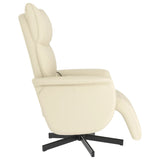 Fauteuil inclinable de massage et repose-pieds crème similicuir
