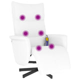 Fauteuil inclinable de massage repose-pieds blanc similicuir
