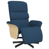 Fauteuil inclinable avec repose-pieds bleu tissu