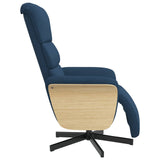 Fauteuil inclinable avec repose-pieds bleu tissu