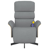 Fauteuil inclinable de massage et repose-pieds gris clair tissu