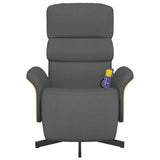 Fauteuil inclinable de massage et repose-pieds gris foncé tissu