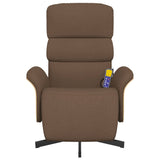 Fauteuil inclinable de massage avec repose-pieds marron tissu