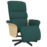Fauteuil inclinable de massage et repose-pieds vert foncé tissu