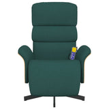 Fauteuil inclinable de massage et repose-pieds vert foncé tissu