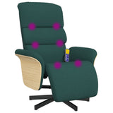 Fauteuil inclinable de massage et repose-pieds vert foncé tissu