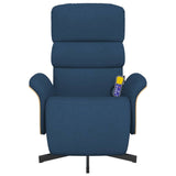 Fauteuil inclinable de massage avec repose-pieds bleu tissu