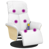 Fauteuil inclinable de massage repose-pieds blanc similicuir