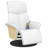 Fauteuil inclinable de massage repose-pieds blanc similicuir