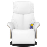 Fauteuil inclinable de massage repose-pieds blanc similicuir