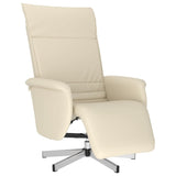 Fauteuil inclinable avec repose-pieds crème similicuir