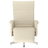 Fauteuil inclinable avec repose-pieds crème similicuir