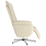 Fauteuil inclinable de massage et repose-pieds crème similicuir