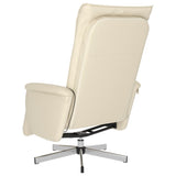Fauteuil inclinable de massage et repose-pieds crème similicuir