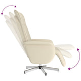 Fauteuil inclinable de massage et repose-pieds crème similicuir