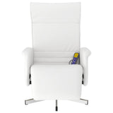 Fauteuil inclinable de massage repose-pieds blanc similicuir