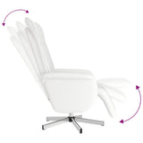Fauteuil inclinable de massage repose-pieds blanc similicuir