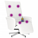 Fauteuil inclinable de massage repose-pieds blanc similicuir