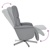 Fauteuil inclinable de massage et repose-pieds gris clair tissu