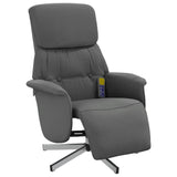 Fauteuil inclinable de massage et repose-pieds gris foncé tissu