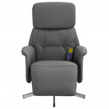 Fauteuil inclinable de massage et repose-pieds gris foncé tissu