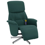 Fauteuil inclinable de massage et repose-pieds vert foncé tissu