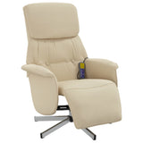 Fauteuil inclinable de massage avec repose-pieds crème tissu