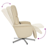 Fauteuil inclinable de massage avec repose-pieds crème tissu