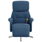 Fauteuil inclinable de massage avec repose-pieds bleu tissu