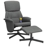 Fauteuil de massage inclinable et repose-pieds gris foncé tissu