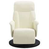 Fauteuil inclinable avec repose-pied crème velours