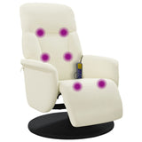 Fauteuil inclinable de massage avec repose-pieds crème velours