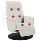 Fauteuil inclinable de massage avec repose-pieds crème velours