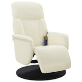 Fauteuil inclinable de massage avec repose-pieds crème velours