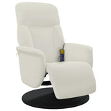 Fauteuil inclinable de massage avec repose-pieds crème velours
