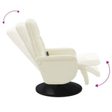 Fauteuil inclinable de massage avec repose-pieds crème velours