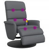 Fauteuil inclinable de massage repose-pieds gris similicuir