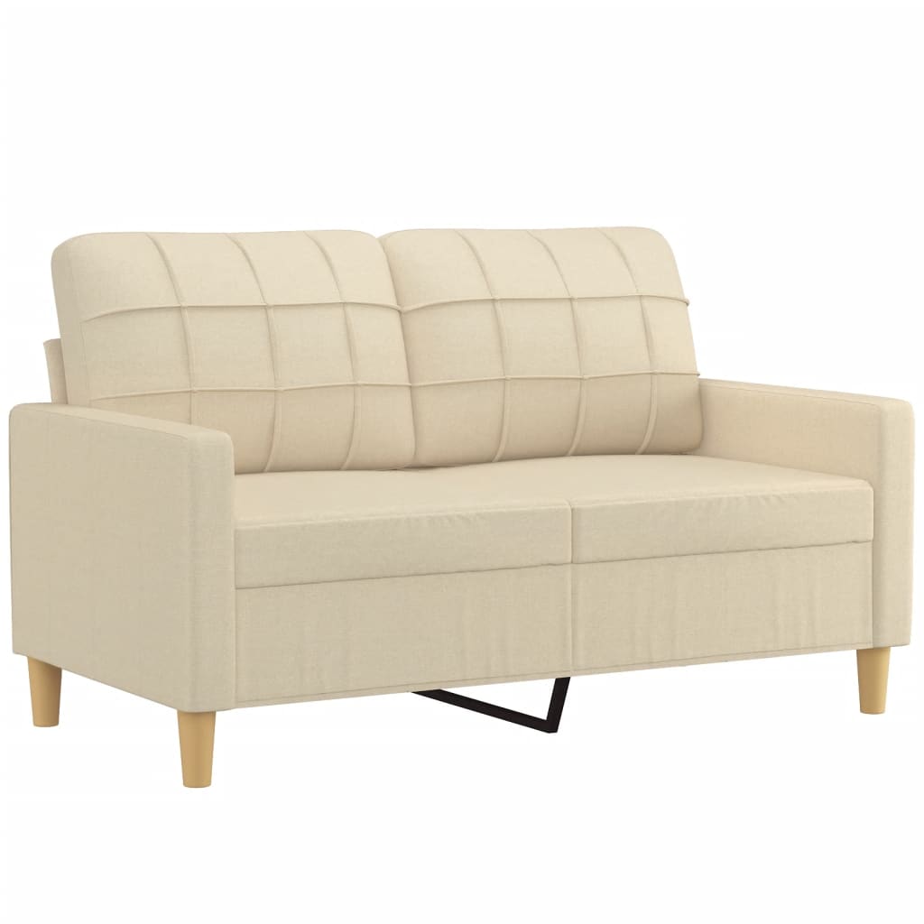 Canapé 2 places avec oreillers décoratifs crème 120 cm tissu