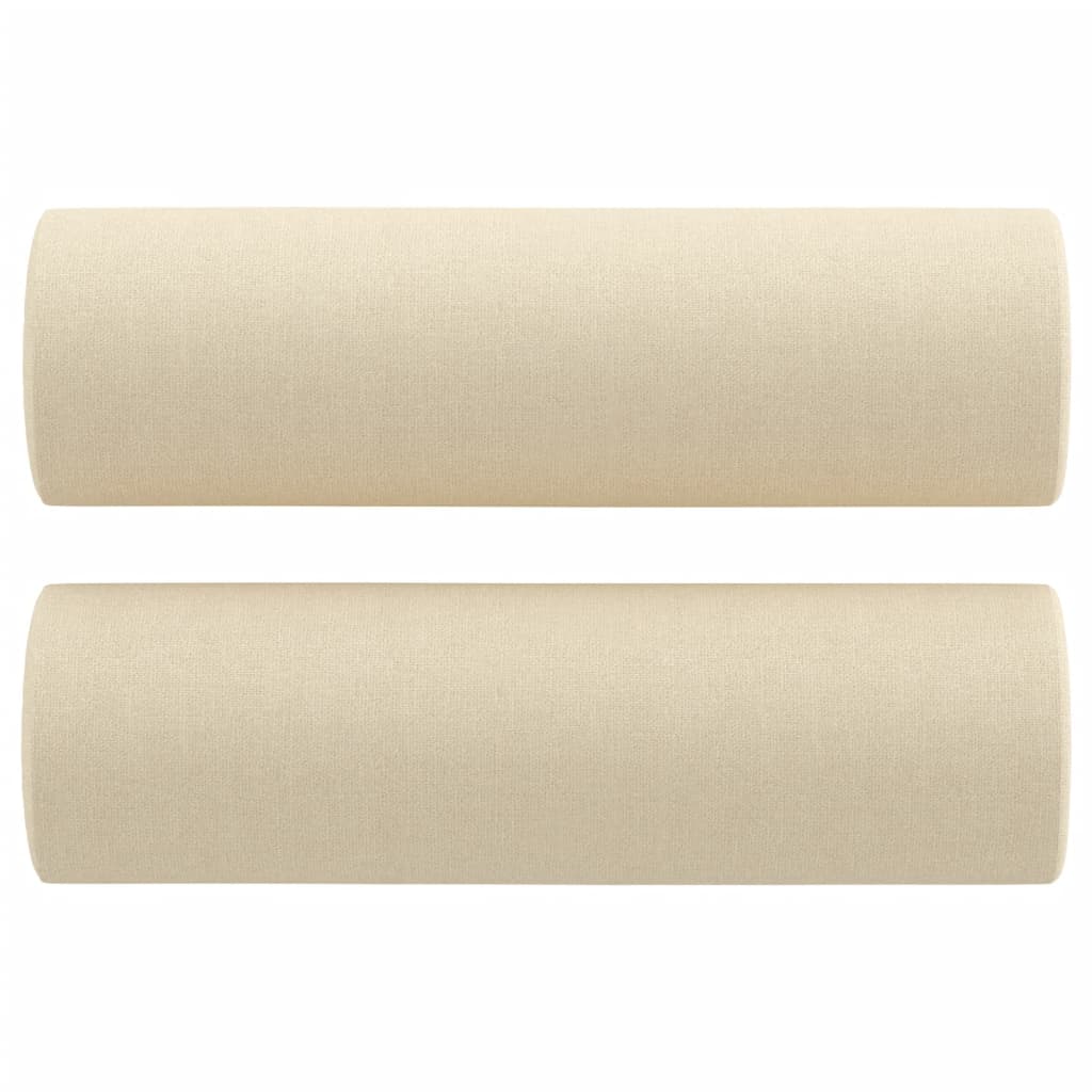Canapé 2 places avec oreillers décoratifs crème 140 cm tissu