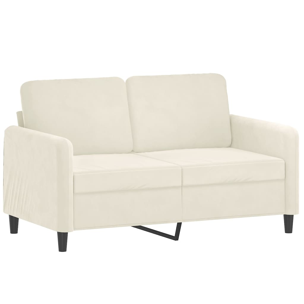 Canapé 2 places avec oreillers décoratifs crème 120 cm velours