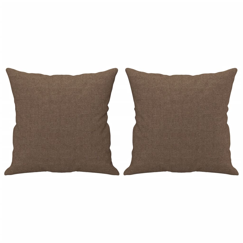 Canapé 2 places avec oreillers décoratifs marron 120 cm tissu