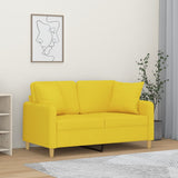 Canapé 2 places avec oreillers jaune clair 120 cm tissu
