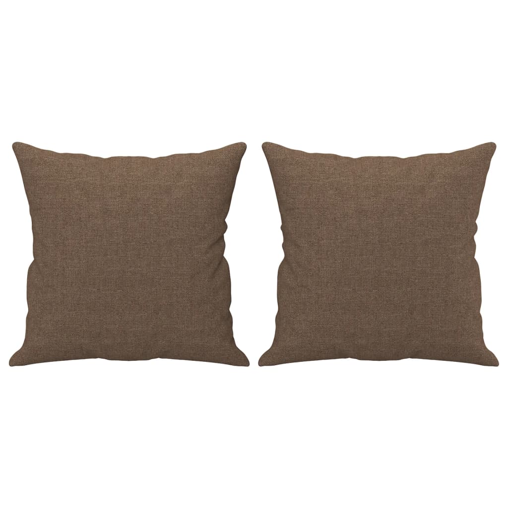 Canapé 2 places avec oreillers décoratifs marron 140 cm tissu