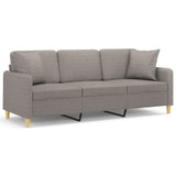 Canapé 3 places avec oreillers décoratifs taupe 180 cm tissu