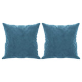 Canapé 2 places avec oreillers décoratifs bleu 120 cm velours