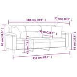 Canapé 3 places avec oreillers noir 180 cm tissu microfibre