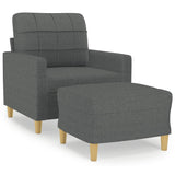 Fauteuil avec repose-pied Gris foncé 60 cm Tissu
