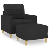 Fauteuil avec repose-pied Noir 60 cm Tissu