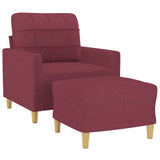 Fauteuil avec repose-pied Rouge bordeaux 60 cm Tissu