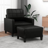 Fauteuil avec repose-pied Noir 60 cm Similicuir